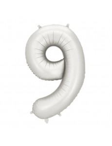 Balão Número 9 Prateado Mate